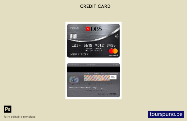 listo para imprimir la plantilla platino mastercard del banco DBS de Tailandia